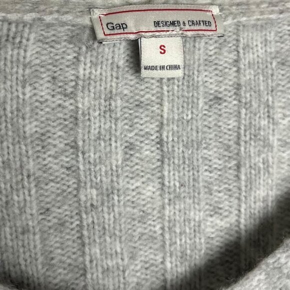 Gap Womens S Wool Blend Rib Knit Pullover Sweater Light Gray Marl Classic Simple - Picture 3 of 4